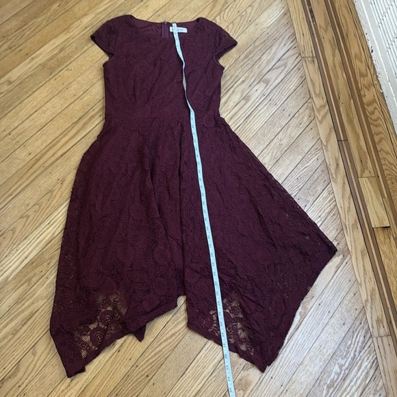 BeryLove Floral Lace short Cap SleeveBurgundy-midi dress size medium - Picture 4 of 8